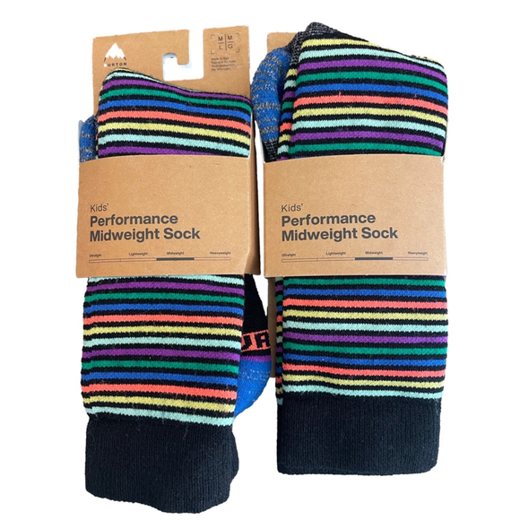 Burton Kids Performance Midweight Socks 2 Pairs Size M/L - Picture 2 of 6